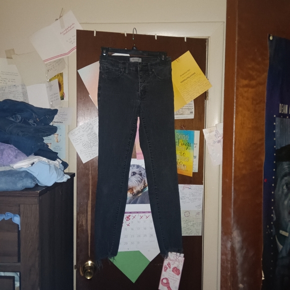 MADEWELL 9" high rise raw hem jeans - Picture 3 of 10